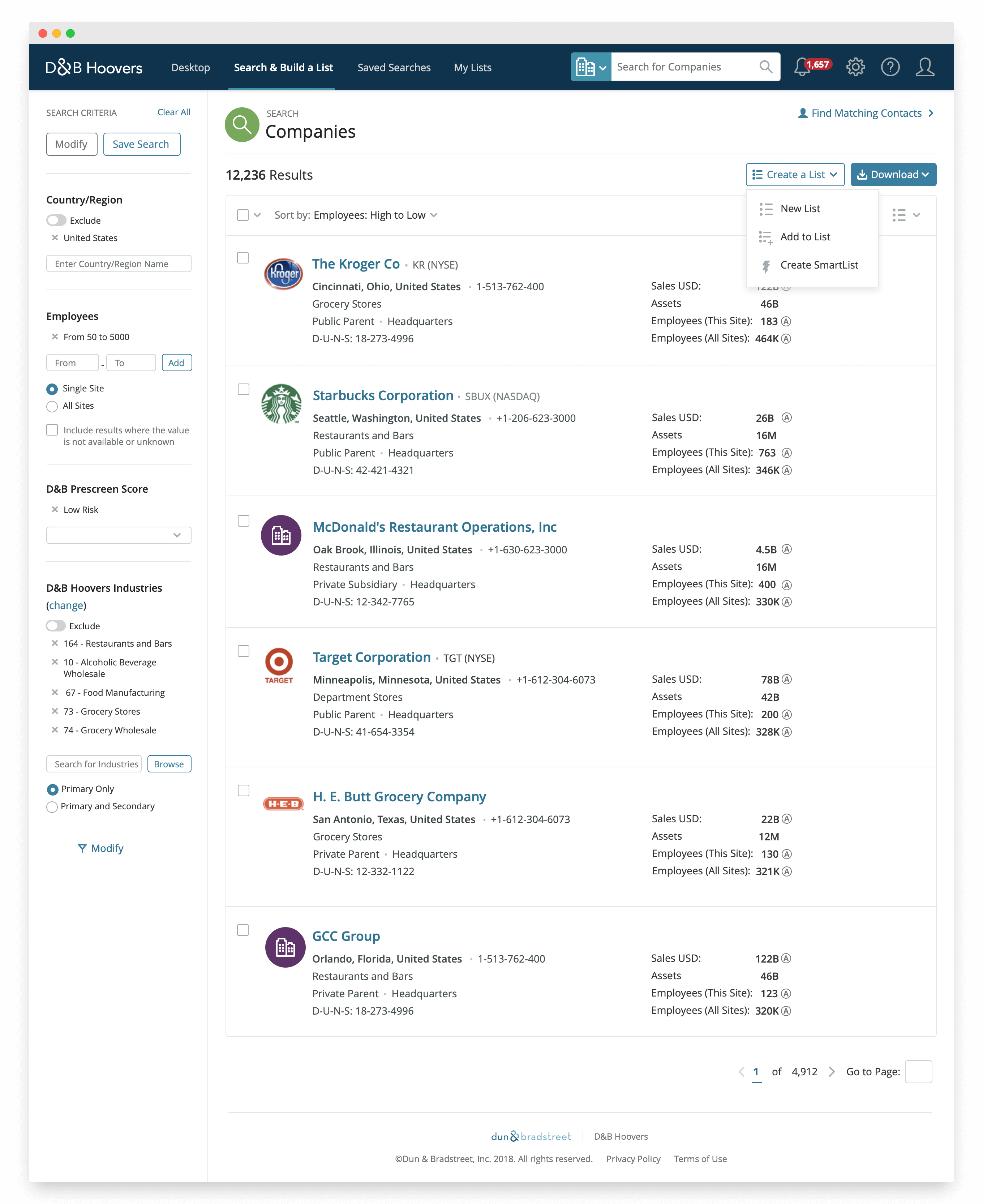 D&B Hoovers Redesign